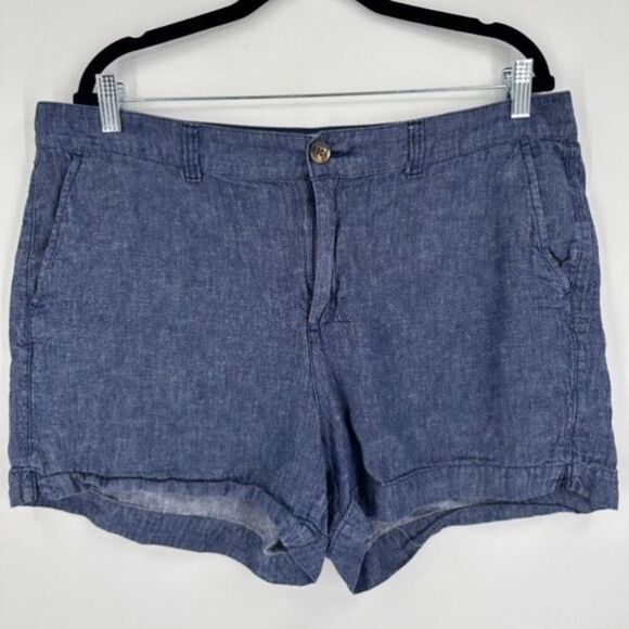Old Navy High Rise Linen Blend Everyday shorts size  14 blue Large Chambray - Picture 1 of 11